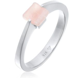Elli PREMIUM Dames Ring Dames Vierkant Solitair met Kwarts Edelsteen in 925 Sterling Zilver Verguld