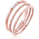 Elli Ring-Set Zirkonia Kordel Basic Stapel (3 tlg) 925 Silber, Ring Set