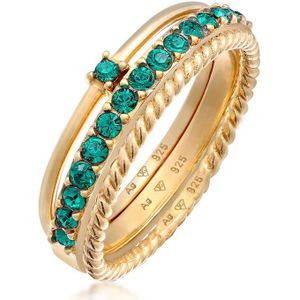 Elli - Elli Ring Set Kristalle Grün Solitär Memoire 925 Silber Ringe 1 ct Damen (59.49 € / 1 ct)