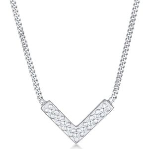 Elli - Elli Halskette Zirkonia V-Form Elegant 925 Silber Ketten 1 ct Damen (49.99 € / 1 ct)