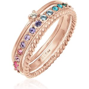 Elli - Set Multi-Color Pastell Kristalle 925 Silber Ringe 1 ct Damen (69.99 € / 1 ct)