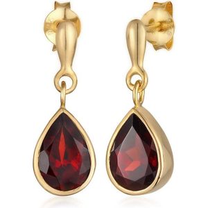Elli PREMIUM Dames Oorbellen Elli PREMIUM Oorhangers Dames druppel Elegant met Granaat in 925 sterling zilver verguld