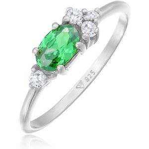 Elli Dames Ring Dames Verlovingsring Extravagant Groen met Zirkonia Kristallen in 925 Sterling Zilver