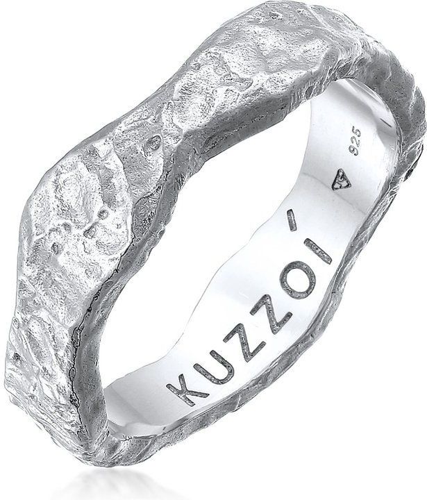 Kuzzoi - Herenring - Zilver - 925 Sterling Zilver - Gehamerde Bandring
