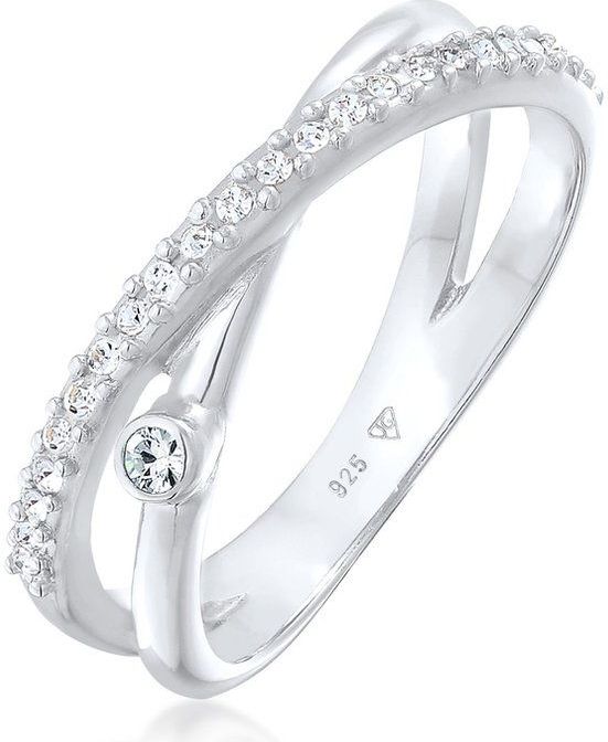 Elli Fingerring »Wickelring X Kristalle Glamour 925 Silber«