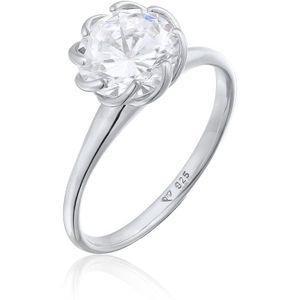 Elli Dames Ring Dames Verlovingsring Eenzaam Bloem met Zirkonia in 925 Sterling Zilver