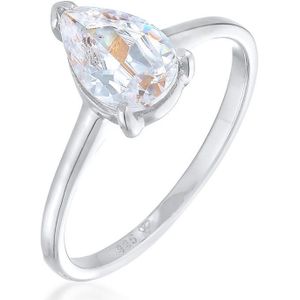 Elli Dames Ring Dames Verlovingsring Eenzaam Drop met Zirkonia in 925 Sterling Zilver