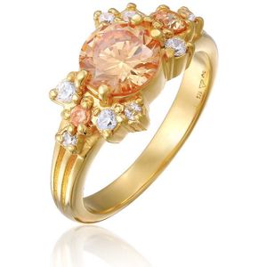 Elli PREMIUM Dames Ring Elli PREMIUM Ring Dames Cocktail Statement met Zirkonia in 925 sterling zilver verguld