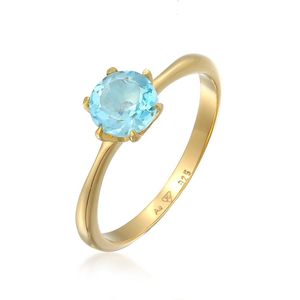 Elli PREMIUM Dames Ring Dames eenzame basis met topaas in 925 sterling zilver verguld