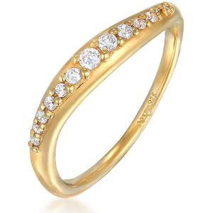 Elli Dames Ring Dames Stack Curved Elegant met zirkonia kristallen in 925 sterling zilver