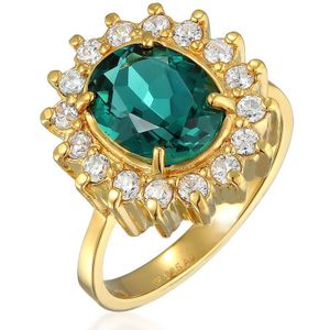 Elli PREMIUM Dames Ring Elli PREMIUM Ring Dames Cocktail Elegant Royal met kwarts en zirkonia kristallen in 925 sterling zilver