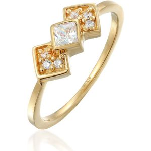 Elli Dames Ring Dames Geo Vintage met Zirkonia in 925 sterling zilver verguld