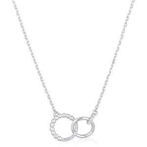 Elli Dames Halsketting Dames Hanger Ringen Elegant Bol Verstrengeld Zilverkleurig met Kristallen