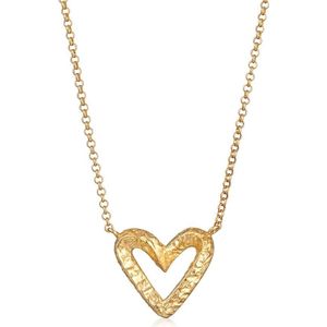 Elli Dames Halsketting Dames Hart Hanger Uitgesneden Gehamerd in 925 Sterling Zilver Verguld