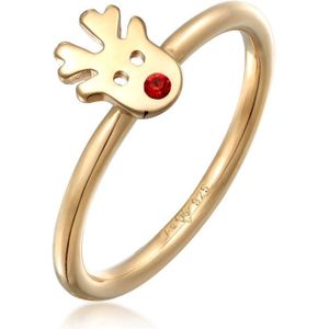 Elli Dames Ring Dames Stapel Rendier kerst met Kristal in 925 Sterling Zilver