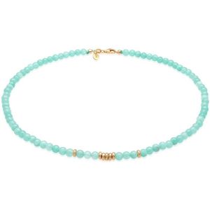 Elli PREMIUM - Amazonit Perlen Hellgrün Beads 925 Silber vergoldet Ketten 1 ct Damen (63.99 € / 1 ct)