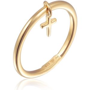 Elli - Ring - 925 Sterling Zilver - Dames Stapel Basis Kruis Hanger
