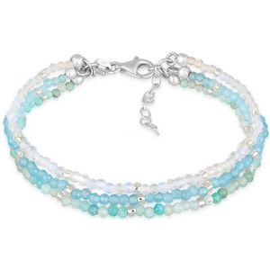 Elli PREMIUM - Edelstein Glasperlen 3-reihig blau 925 Silber Armbänder & Armreife 1 ct Damen (59.49 € / 1 ct)