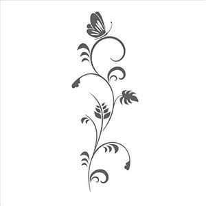 Indigos muurtattoo/muursticker - f82 abstract design/filigraan plans met gebogen takken en een mooie vlinder