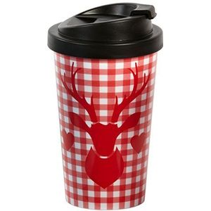 infinite by GEDA LABELS (INFKH) Coffee To go beker hert rood geruit Coffee To go mok, kunststof, rood/wit, cm, 9 x 9 x 17 cm, 1 eenheid