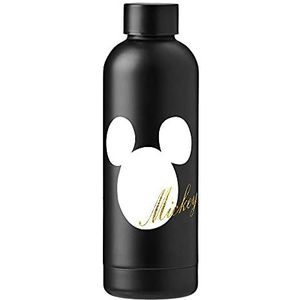 Disney Mickey Mouse Unisex jeugd drinkfles Mickey Gold Glitter 500ml roestvrij staal zwart