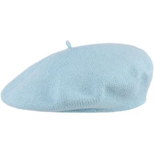 Lipodo Biskaya katoenen baret dames - baret uit 100% katoen - Muts one size (53-58 cm) - Franse baret lente/zomer - verschillende kleuren - One Size lichtblauw