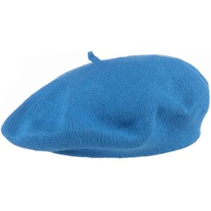 Lipodo Biskaya katoenen baret dames - baret uit 100% katoen - Muts one size (53-58 cm) - Franse baret lente/zomer - verschillende kleuren - One Size koningsblauw