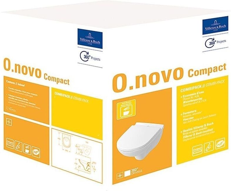 Villeroy & Boch O.novo Compact Wandcloset - Diepspoel - Inclusief Softlose & QuickRelease zitting