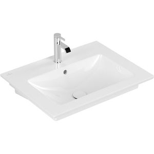 Villeroy & Boch Venticello wastafel met 1 kraangat 65x50cm (geschikt voor 3 kraangaten) met overloop ceramic+ wit 412465R1