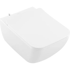 Villeroy & Boch Venticello Combi-Pack met Rimless hangend diepspoel toilet Ceramicplus en wc bril met QuickRelease en Softclose 37,5 x 56 cm,