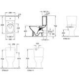 Villeroy & Boch O.novo Duoblokreservoir + Binnenwerk M. Zijaansluiting Links/Rechts Wit