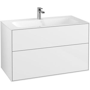 Villeroy & Boch Finion wastafelonderbouwkast met 2 ladenen 99.6x59.1x49.8cm v. meubelwast. 4164 AO/A2/AB/A1 glossy wit F02000GF