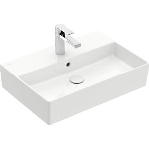 Wastafel 600x420 mm, met overloop, 1 kraangat, alpine wit