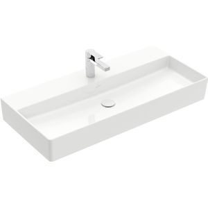 Villeroy & Boch Memento 2.0 wastafel voor handdoekhouders 100x47cm zonder overloop 1 kraangat ceramic+ wit 4A22A2R1