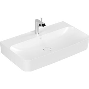 Villeroy & Boch Finion wastafel onderzijde geslepen 1 kraangat 80x47cm Ceramic+ met verdekte overloop stone white 41688CRW