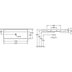 Collaro Schrankwaschtisch, 1200 x 470 mm, ohne - Villeroy&boch