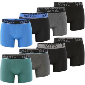 Phil & Co Boxershorts heren multipack 8-pack groen blauw zwart antraciet