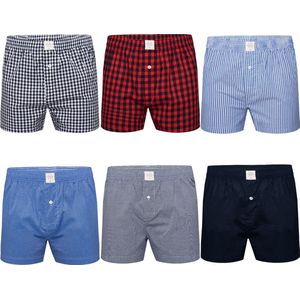 MG 1 Wijde Boxershorts Heren 6 Pack Multipack Geweven Katoen Losse boxershort heren