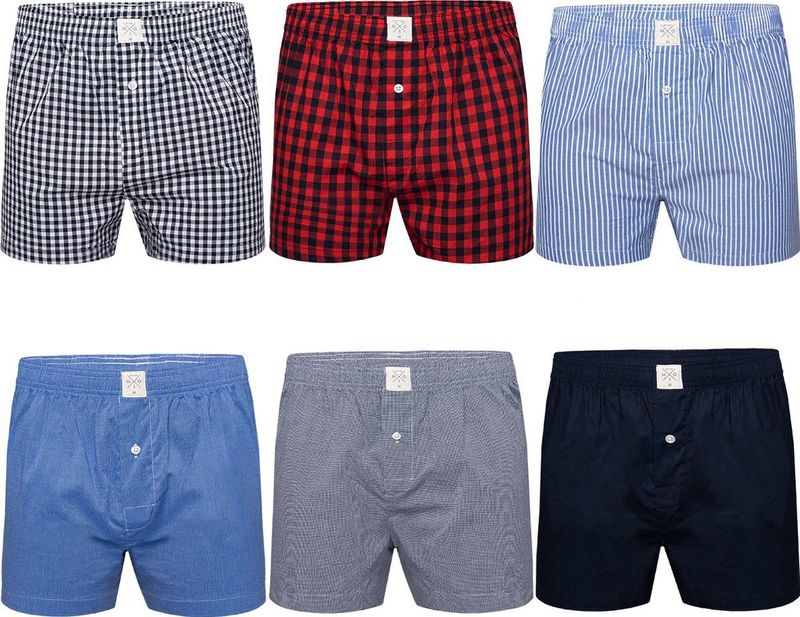 MG 1 Wijde Boxershorts Heren 6 Pack Multipack Geweven Katoen Losse boxershort heren