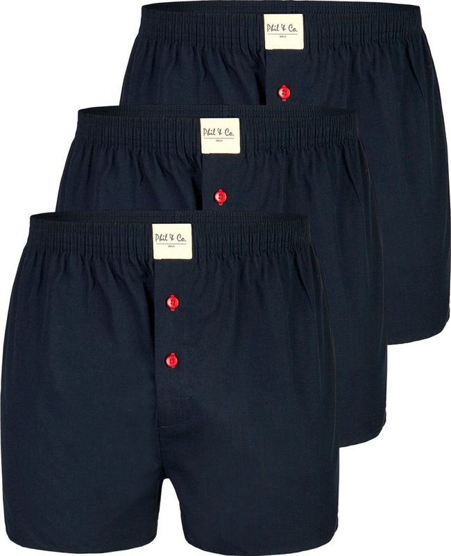 Phil & Co - Wijde Boxershorts - Effen Zwart - 3-Pack