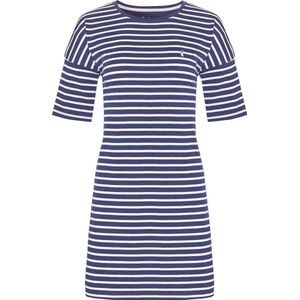 By Louise - Dames Nachthemd - Navy - 100% Katoen - Korte Mouwen, Ronde Hals