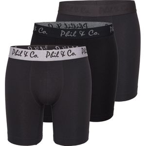 Phil & Co - Boxershorts - Zwart - Set van 3 - Lange Pijpjes