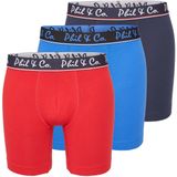 Phil & Co - Boxershorts - Blauw/Rood - 3-Pack - Lange Pijpen
