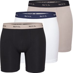 Phil & Co - Boxershorts - Zwart - Beige - Wit - 3-Pack - Heren - Lange Pijpen
