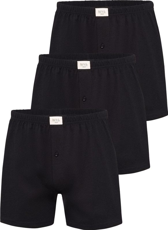 Phil & Co Wijde Boxershorts Jersey Stretch Effen Zwart 3-Pack - Maat M - Losse boxershort heren