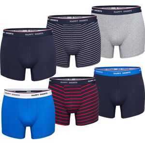 Happy Shorts - Boxershorts - Multipack 6-pack - Effen / Gestreept