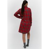 By Louise - Dames Pyjama Nachthemd - Rood/Blauw - Lang - Flanel