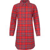 By Louise - Dames Pyjama Nachthemd - Rood/Blauw - Lang - Flanel
