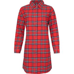 By Louise - Dames Pyjama Nachthemd - Rood/Blauw - Lang - Flanel