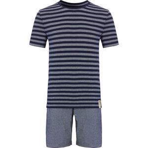Phil & Co - Korte Pyjama - Blauw / Grijs Gestreept - Katoen